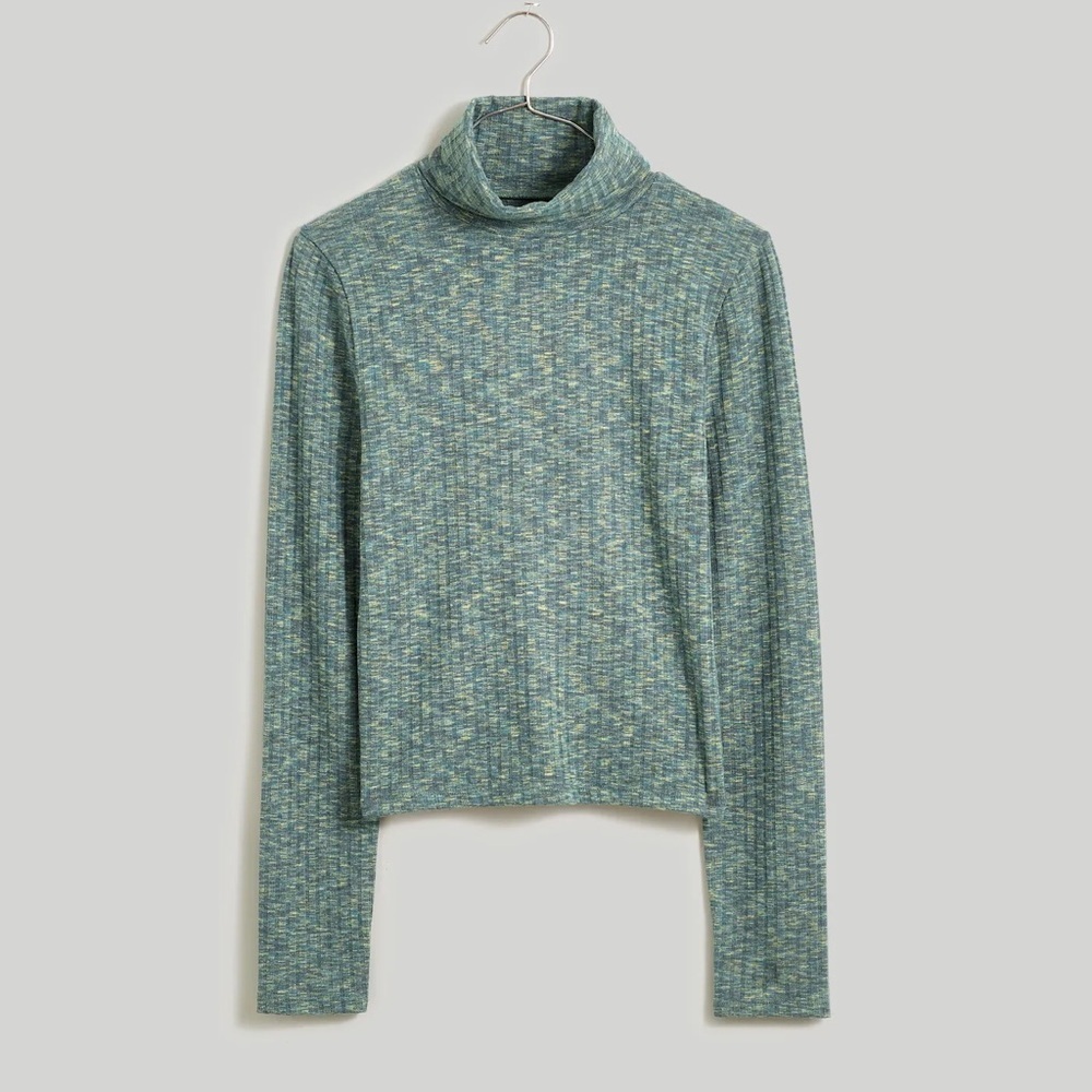 Madewell greeen space‎ dyed ribbed cropped turtleneck top size medium